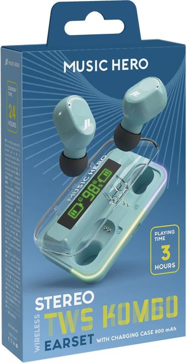 Actual product image SBS TWS earphones with charging case and LCD screen (3 h, Wireless)