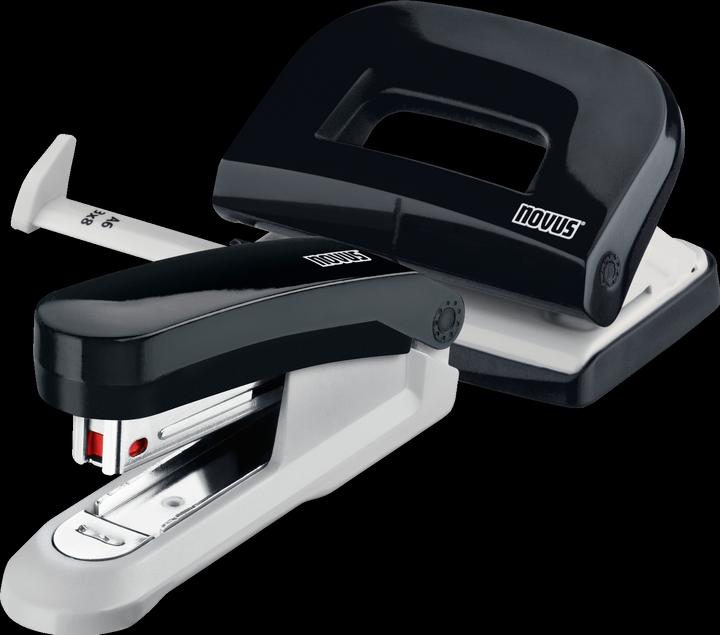 Produktbild Novus Schreibtisch Set (Heftgerät E 15 mit Locher E 210, inkl. 1000 Heftklammern No. 10) schwarz (15 Blätter)