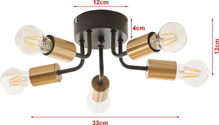 Actual product image Lux.Pro Deckenleuchte Barrow Schwarz/Gold (E27)