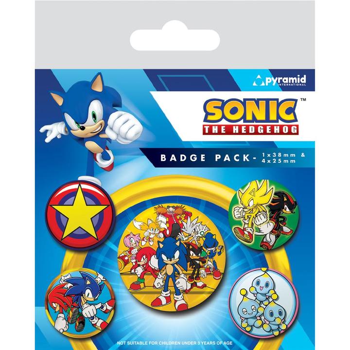 Actual product image Pyramid Sonic the Hedgehog pack 5 badges Speed Team