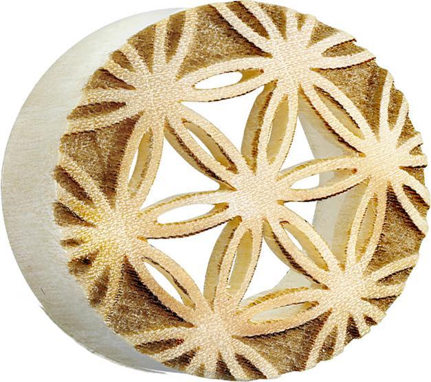 Produktbild Star Piercing Flared Tunnel Blume des Lebens aus Krokodilholz (ohne Messing, Organisch)