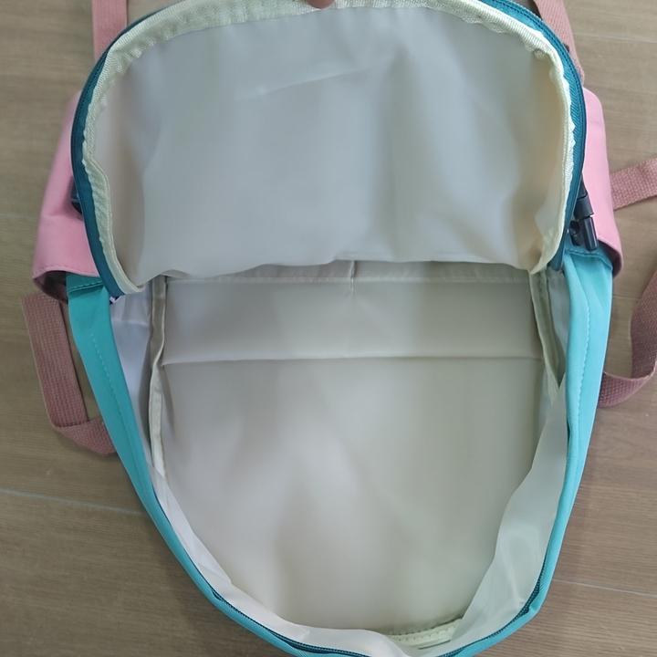 Actual product image Only-Bags.Store Aesthetic colour contrast travel backpack, large capacity flap school bag, style bookbag for