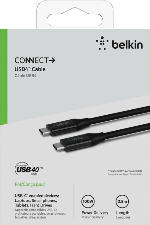 Actual product image Belkin USB C — USB C (0.80 m, USB 4.0, 100 W)