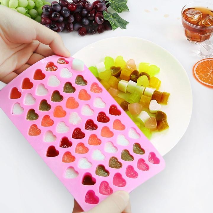 Actual product image König Design Silicone ice cube mould heart 55 grid chocolate rubber bear tray BPA free
