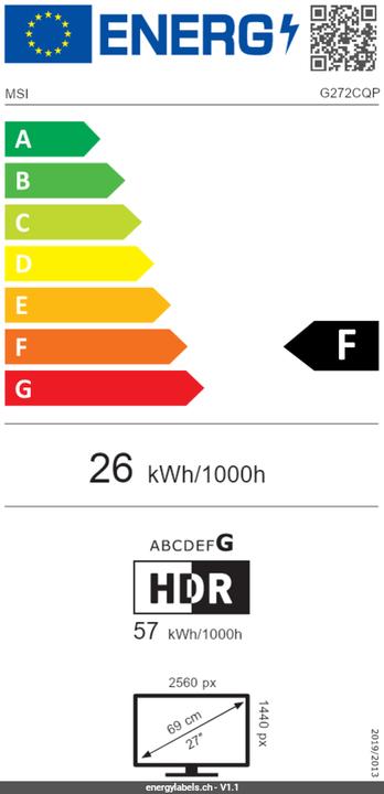 Energie-Label MSI G272CQPDE (2560 x 1440 Pixel, 27")