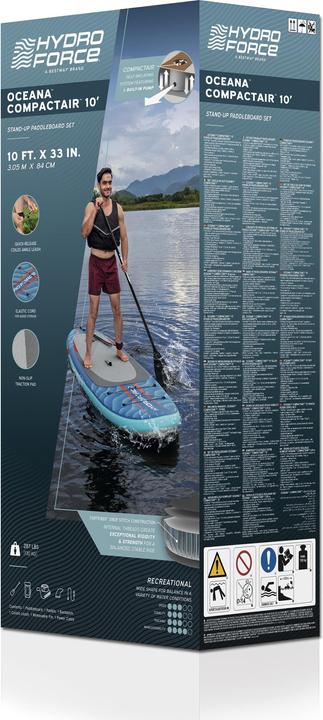 Actual product image Bestway Hydro Force Oceana CompactAir Inflatable Stand-Up Paddleboard Set with Built-in Pump 3.05 m