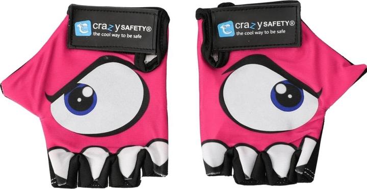 Immagine prodotto Crazy Safety Guanti da bici per bambini rosa con occhi riflettenti e palmi imbottiti - Rosa - Taglia S (S)