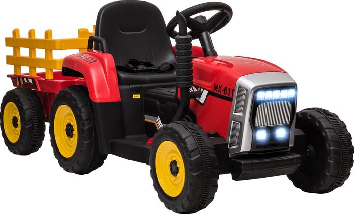 Swisshandel24 Kinderelektro-Traktor mit Anhänger, Fernbedienung, MP3, Scheinwerfer, 3-6KM/H, Rot