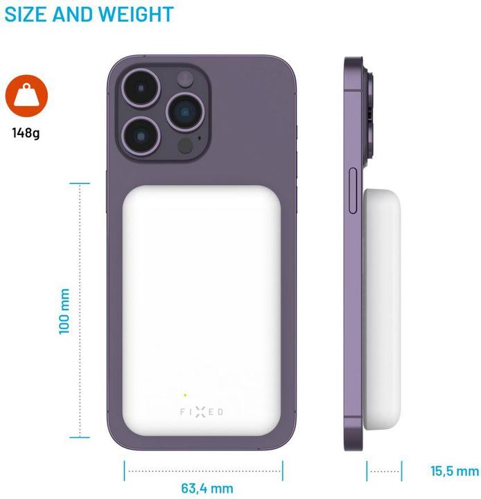 Immagine prodotto Fixed MagZen Trådløs PD 20W Power Bank 6.000 mAh Hvid Powerbank - Hvid - 6000 mAh (6000 mAh, 20 W, 6000 Wh)
