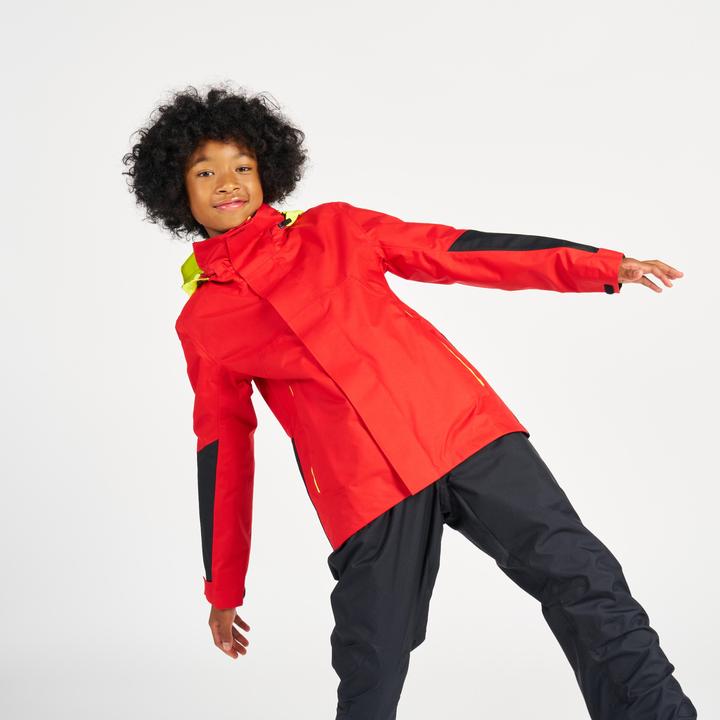 Produktbild Tribord Regenjacke Segeljacke Kinder wasserdicht winddicht - Sailing 300 rot/gelb