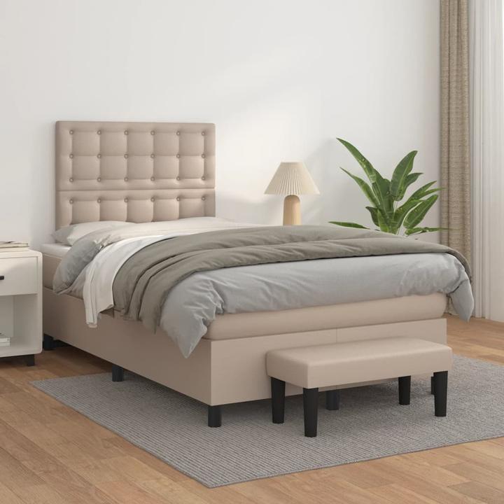 Produktbild VidaXL Boxspringbett Bett Polsterbett Doppelbett Matratze 120x190cm Kunstleder (120 x 190 cm)