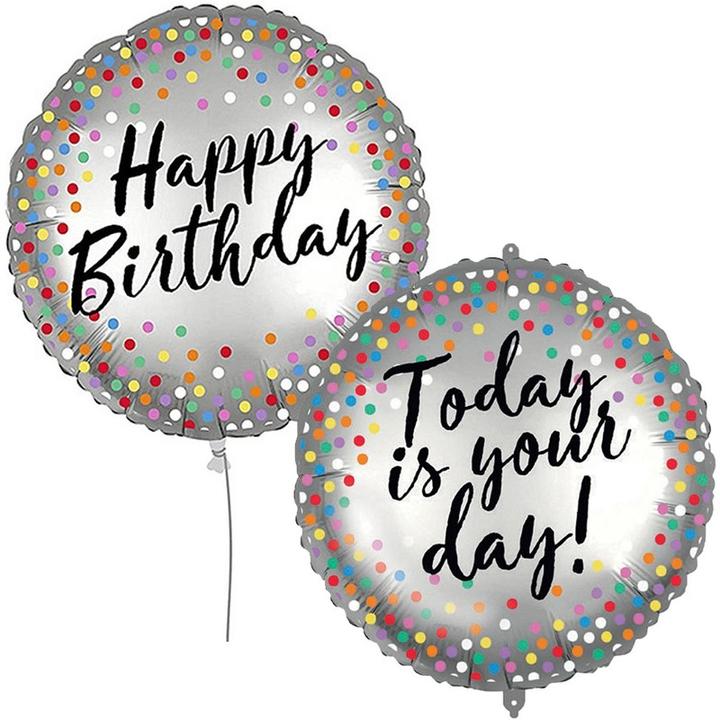 Produktbild Sombo Dual Faced Folienballon Happy Birthday / Today is your day Silber 46cm (1 x)