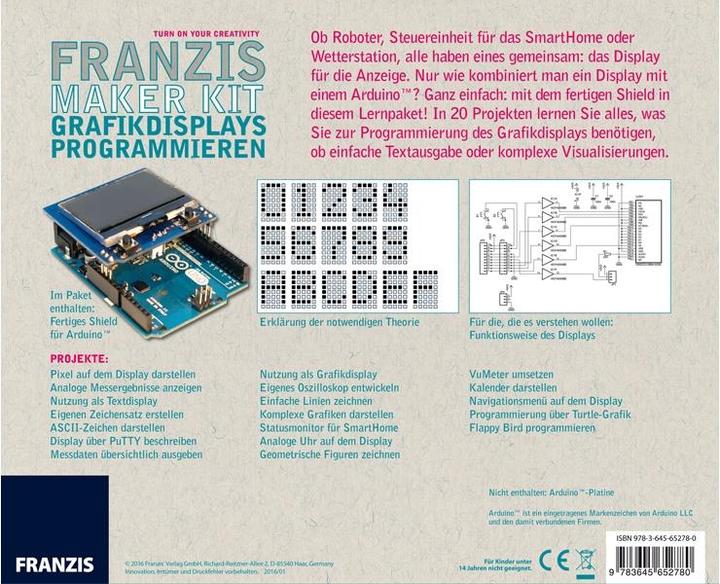 Produktbild Franzis Maker Kit: Grafikdisplays Programmieren (Elektronikkit, Display)
