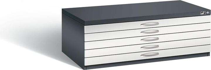 Produktbild C+P Zeichnungsschrank, DIN A1, 5 Schubladen, Höhe 420 mm, schwarzgrau / lichtgrau