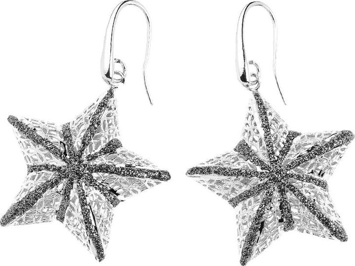 Ottaviani Rhodium-plated bronze earrings with black diamond glitter