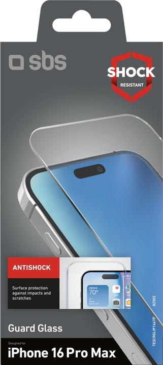 Produktbild SBS Glas-Displayschutz (1 Stück, Apple iPhone 16 Pro Max)
