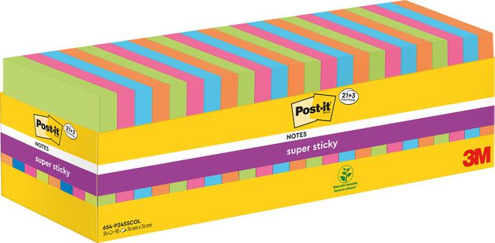 Produktbild Post-it Super Sticky 21 + 3 (76 x 76 mm)
