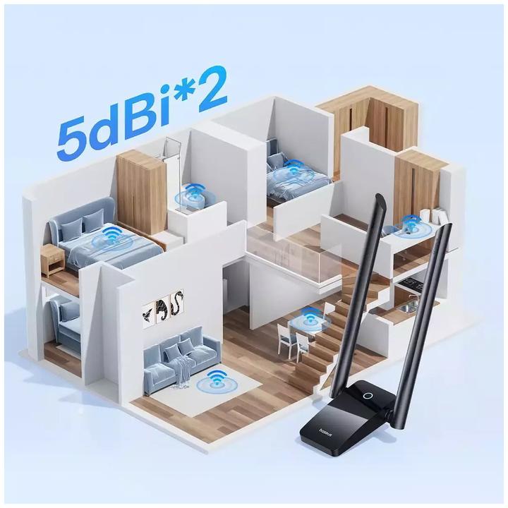 Produktbild Baseus Adapter WiFi FastJoy 1300Mbps (black) (USB-A)