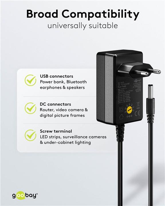 Actual product image Goobay Universal-Netzteil 3 V - 12 V