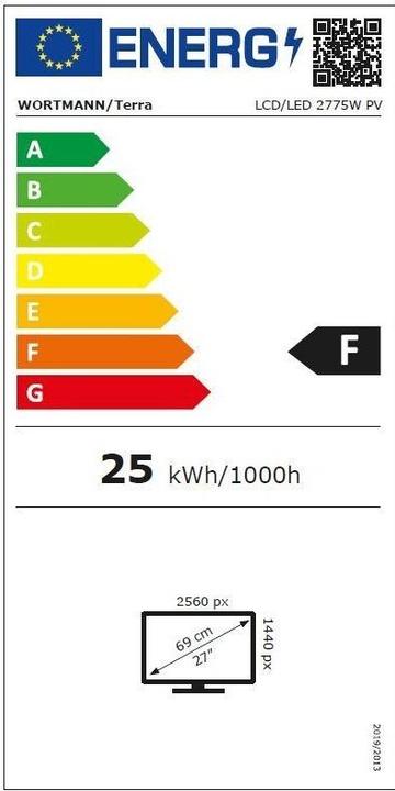 Energie-Label Wortmann TERRA LCD/LED 2775W PV V3 (2560 x 1440 Pixel, 27")