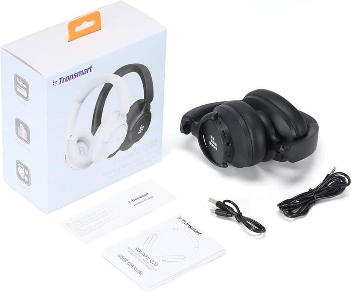 Produktbild Tronsmart Sounfii Q20 ANC On-Ear Bluetooth 5.3 Wireless Headphones - Black (ANC, 60 h, Kabelgebunden)