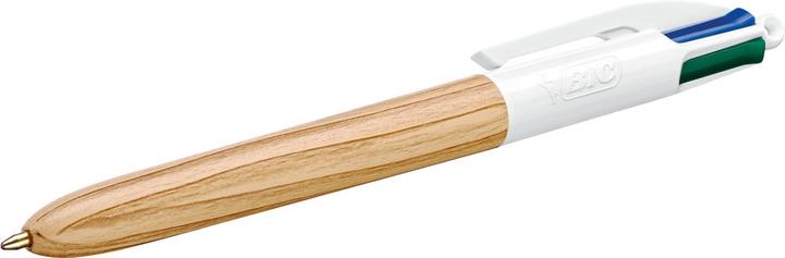 Actual product image Bic Retractable Ballpoint Pen 4 Colours Wood Style (Nature/white, 1 x)