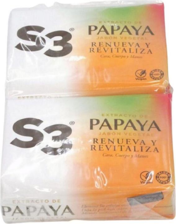 Actual product image S3 PASTILLA JABON PAPAYA 2 X 125 GR (Liquid soap)