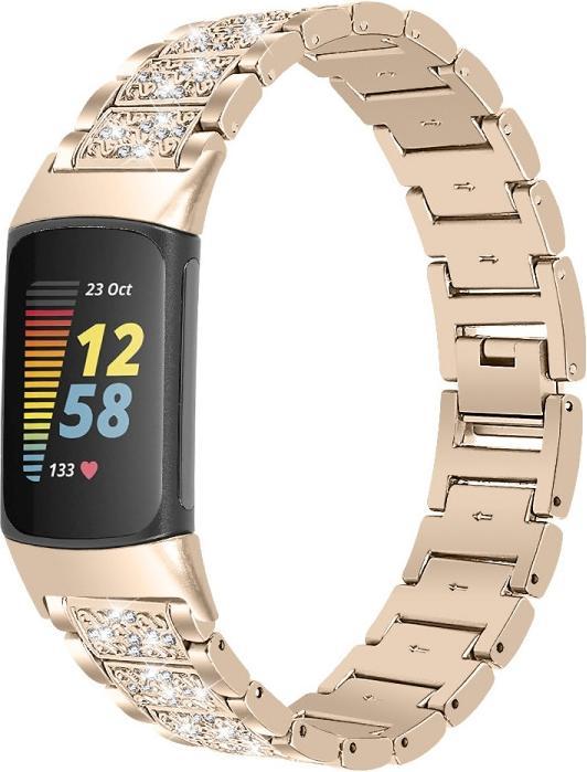 Produktbild Cover-Discount Fitbit Charge 5 - Edelstahl mit Strass Armband gold (Edelstahl)