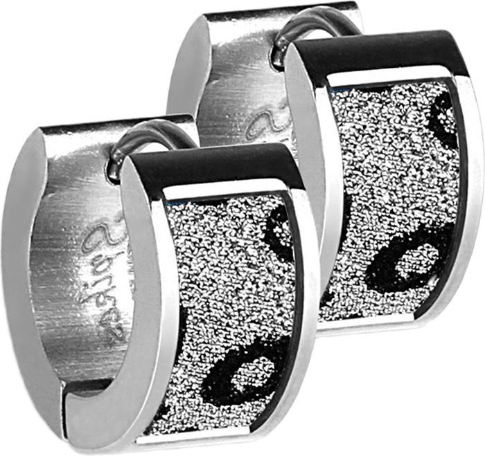 Star Piercing Ohrring zum Klappen silber mit glitter und Leopardenmuster (ohne Messing, Chirurgenstahl 316L)