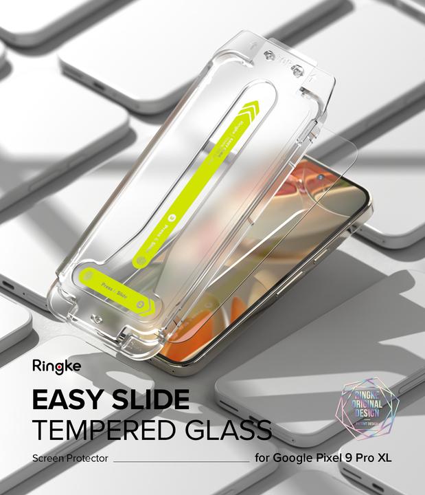 Actual product image Ringke Screen Protector for Pixel 9 Pro XL EASY SLIDE TEMPERED GLASS 2 pack, w installation Jig (2 Piece, Google Pixel 9 Pro XL)