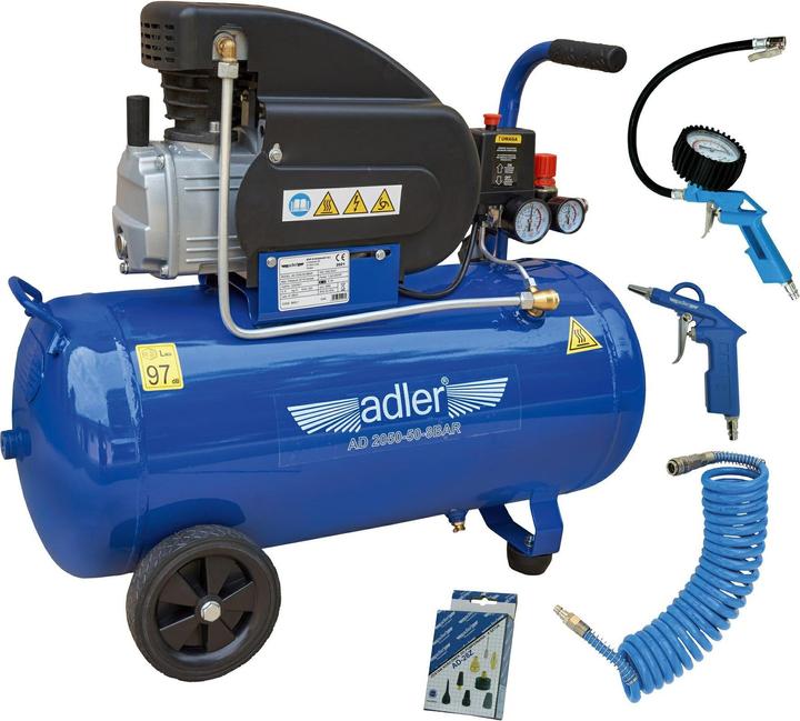 Produktbild Adler COMPRESSOR 50L AD 2050-50-8BAR 230V WITH ACCESSORY KIT (8 Bar, 50 l)
