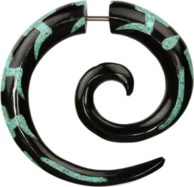Star Piercing Fake Spirale aus Horn rechtecke aus Türkis Stein (ohne Messing, Organisch, Mineralisch)