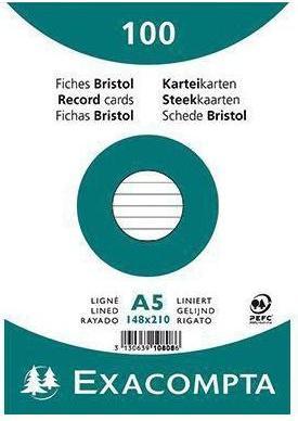 Exacompta Karteikarte Format der Karte: DIN A5 Ausführung der Lineatur: liniert (A4, 205 g/m², 100 x)