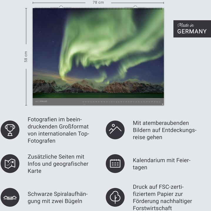 Produktbild AvH Naturwunder Europas 2026 (78 x 58 cm, Harter Einband, Deutsch)