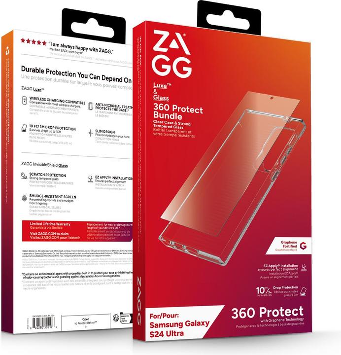 Produktbild Zagg 360ø Bundle Luxe Case & Invisibleshield Glass for Galaxy S24 Ultra transparent (Samsung Galaxy S24 Ultra)