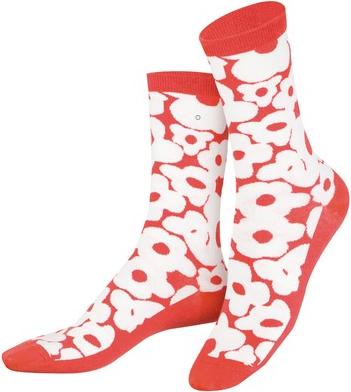 Eat My Socks Socks, Flower Power, Red (One Size)