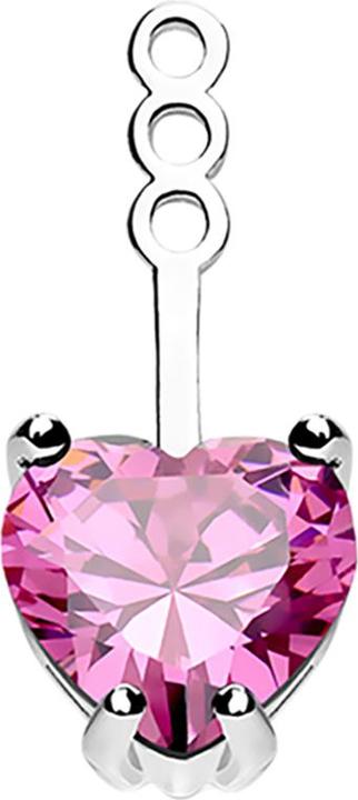 Star Piercing Ohrring Ear Jacket silber mit Kristallherz pink (Messing)