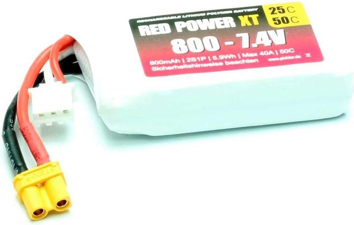 Produktbild Red Power Modellbau-Akkupack (LiPo) 7.4 V 800 mAh 25 C Softcase XT30 (7.40 V, 800 mAh)