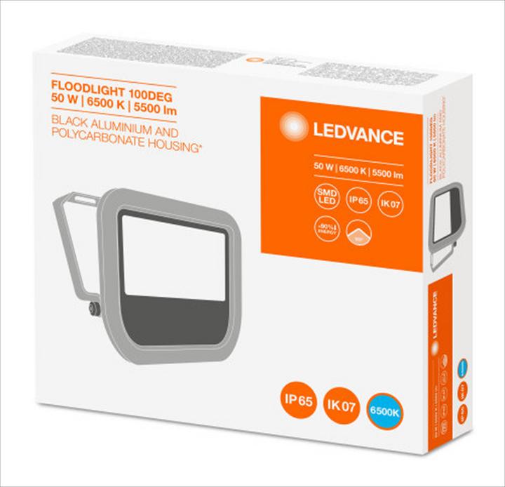 Produktbild Ledvance LED Flutlichtstrahler FL PFM 50 W 6500 K SYM 100 BK Kaltweiss (6000 lm, IP65)