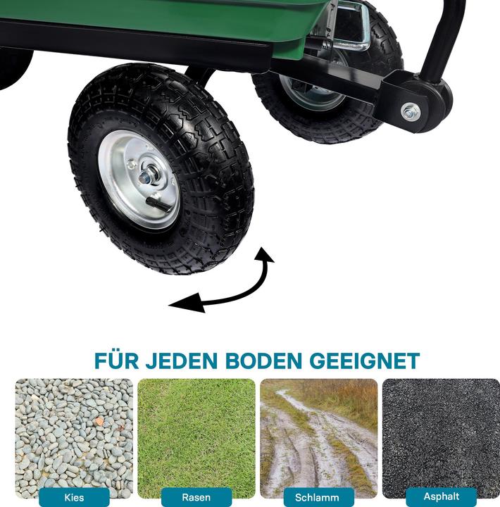 Image du produit Wiltec Chariot de jardin à main avec Benne basculante Volume 75L Capacité de charge 240kg Remorque Brouette
