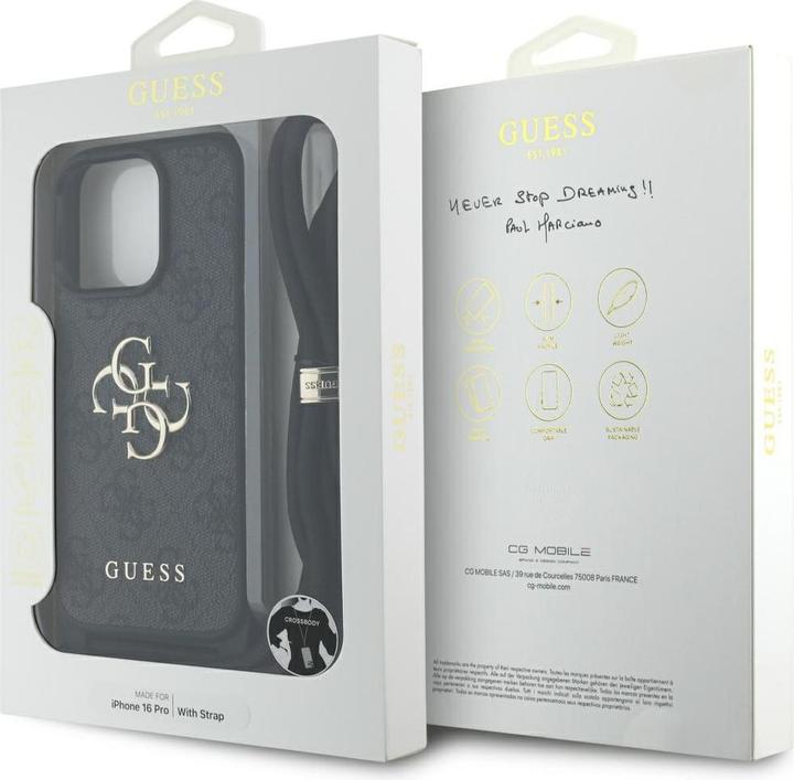 Produktbild Guess 4G Big Logo Cord Stap Crossbody für Apple iPhone 16 Pro - black (Apple iPhone 16 Pro)