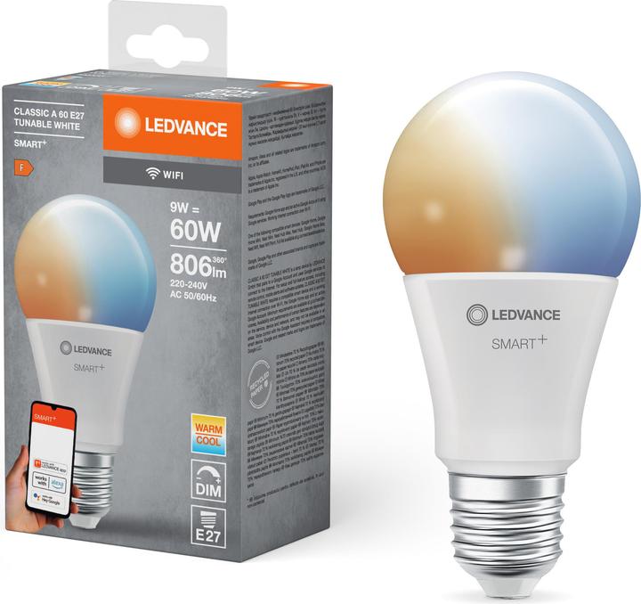 Actual product image Ledvance Smart+ Wifi Classic (E27, 9 W, 806 lm, 1 x, F)