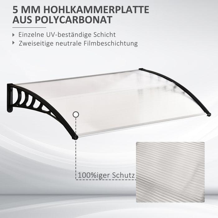 Produktbild Swisshandel24 Vordach für Haustür Überdachung 89 x 122 cm Haustürdach aus Polycarbonat, Weiss