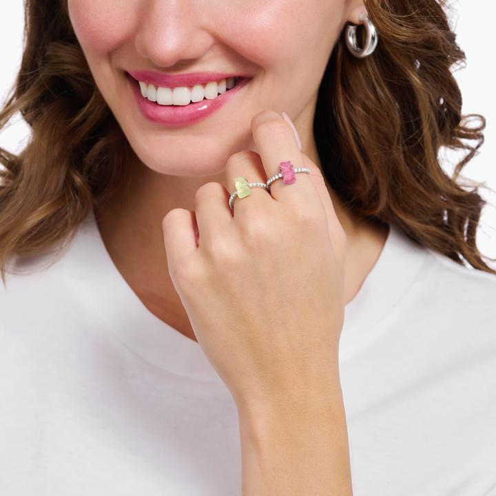 Immagine prodotto Thomas Sabo Anello con mini orsetto e pietre in oro rosa (60, 925 Argento)