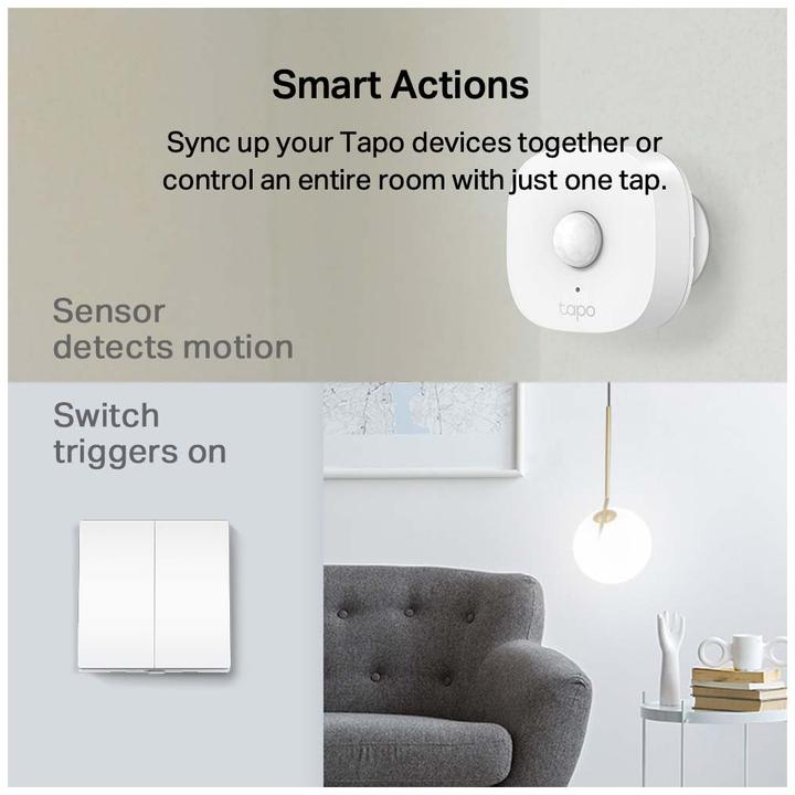 Productafbeelding TP-Link Tapo Smart Switch, 2-standen 1-Weg, Kantelen, Wit, 1 st., Batterij, AAA, 50/60 Hz