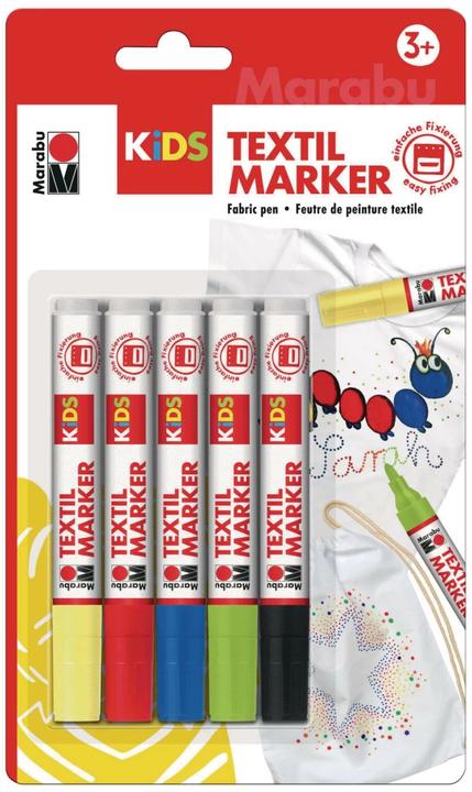 Marabu Textile pencil KiDS (Red, Lavender, Blue, Green, Yellow, Black, 3 mm, 5 x)