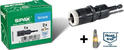 Immagine prodotto Spax Drive Stop Butée de profondeur Support 1/4" avec embout T25 et Rondelles feutre (Esagono incassato TX M25)