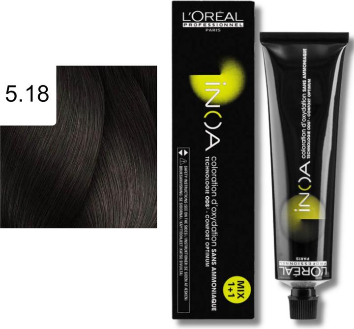 Produktbild L'Oréal Professionnel Inoa (5.18 Hellbraun Asch Mokka)