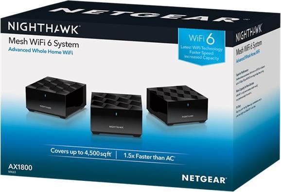 Actual product image Netgear MK63 Nighthawk Mesh WiFi 6 System set of 3