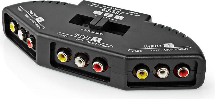 Image du produit Nedis Commutateur AV à 3 ports, 3 x entrées RCA (RWY).